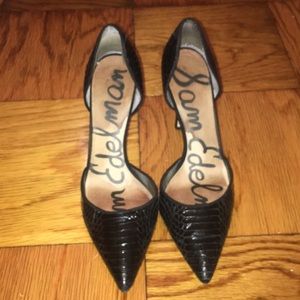 Sam Edelman black faux snake skin heels